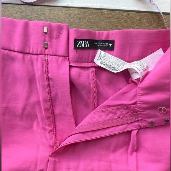 Zara Pink Wide Leg Pants High-Waisted Satin Size Medium - Picture 4 of 7